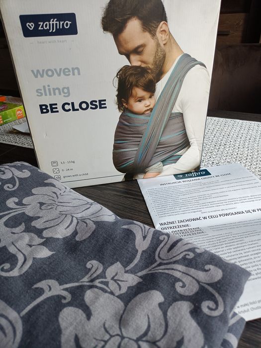 Chusta do noszenia niemowląt i dzieci biało szara w liście 4,6 m