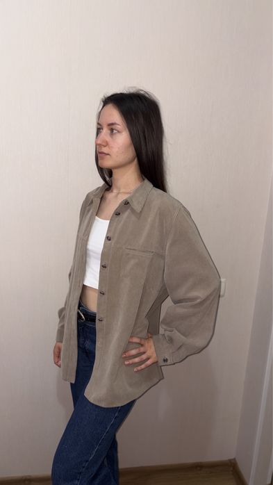 Бежева вельветова сорочка, oversize