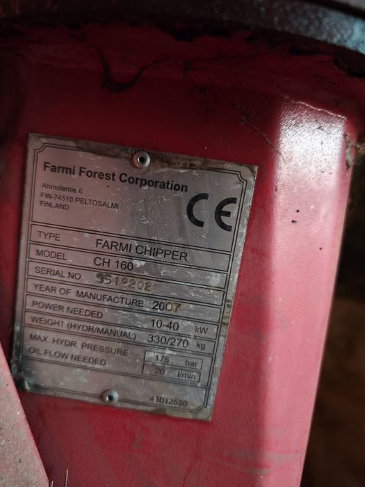 Fiński Rębak do Gałęzi Farmi Chipper CH160 Cena do negocjacji