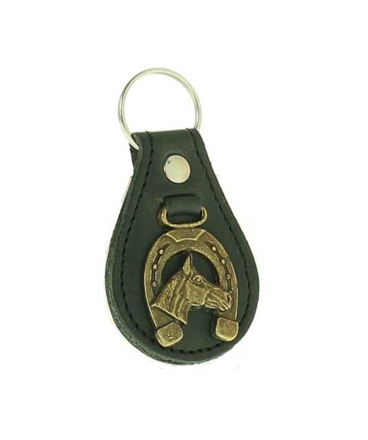 Skórzany brelok do kluczy breloczek bryloczek podkowa PL czarny