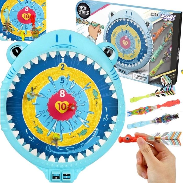 WOOPIE Magnetyczna Gra w Rzutki Dart Tarcza Wesoły Rekinek