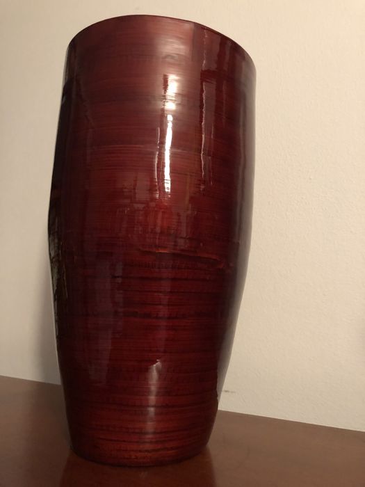 Świąteczny Decor wazon bordowy bambus lakierowany Vintage ikebana