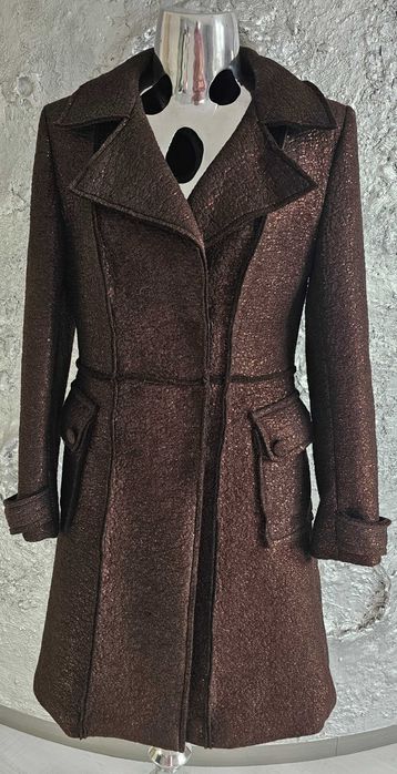 LAURA GUIDI włoski płaszcz czekoladowy roz 38-40