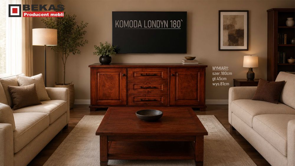 Komoda LONDYN  (2D-3S) Śliczny Orzech Klasic Dąb Producent BEKAS Meble