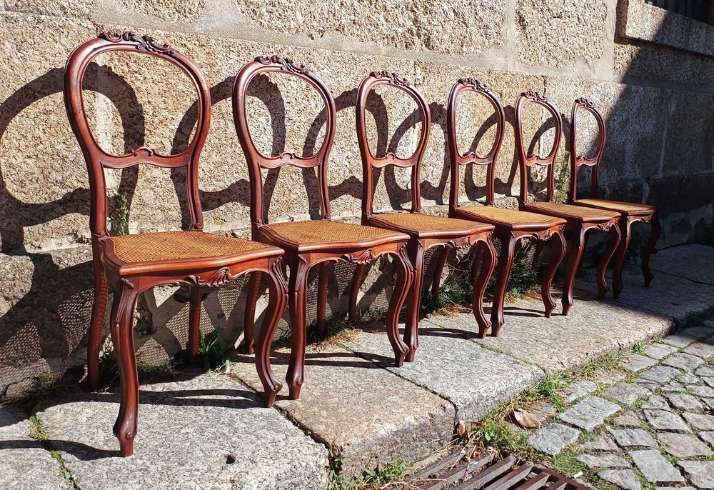 Conjunto 6 Cadeiras Mogno Palhinha