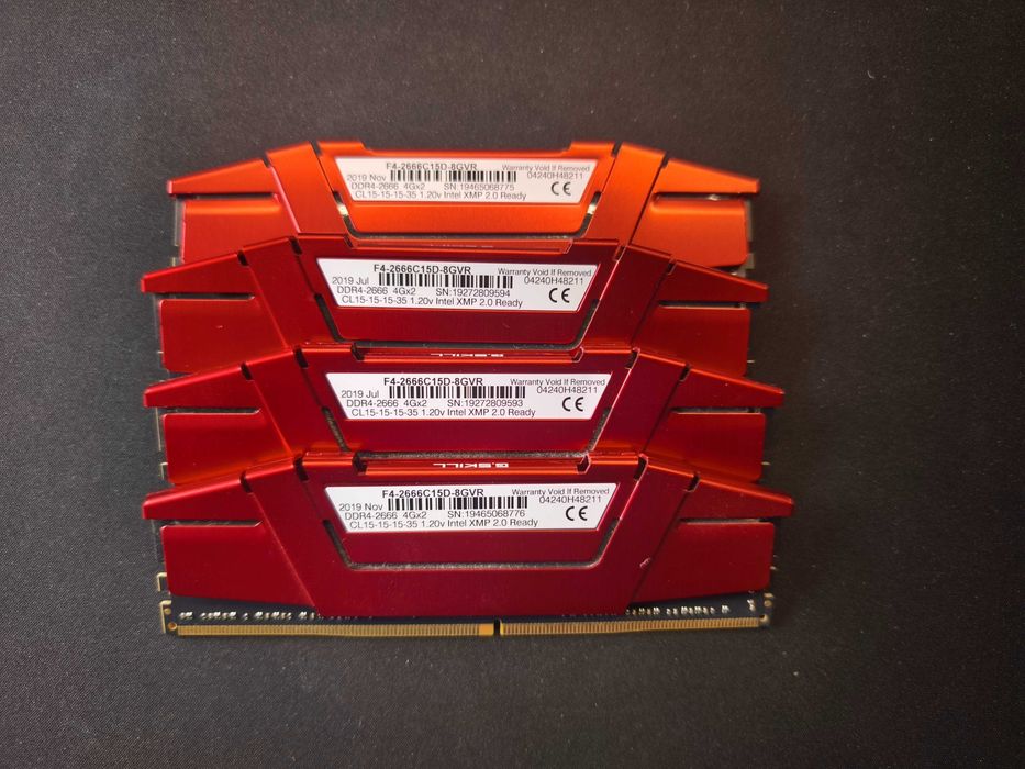 Memórias RAM G.Skill Ripjaws DDR4 – 2×4GB 2666 MHz emparelhadas – Como novas!