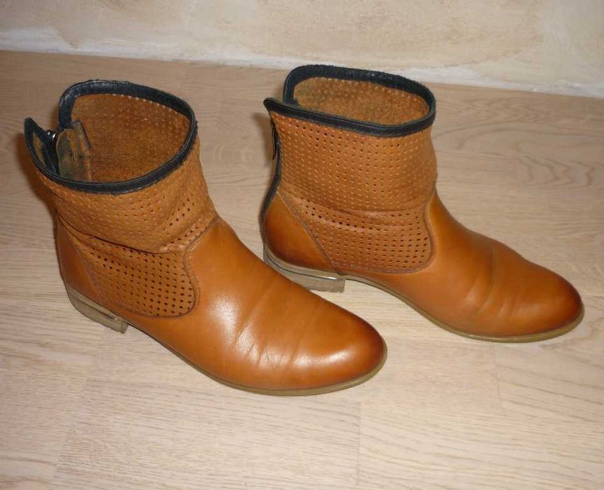 Skórzane botki Camel roz. 37 Carinii Ażurowe Jesień