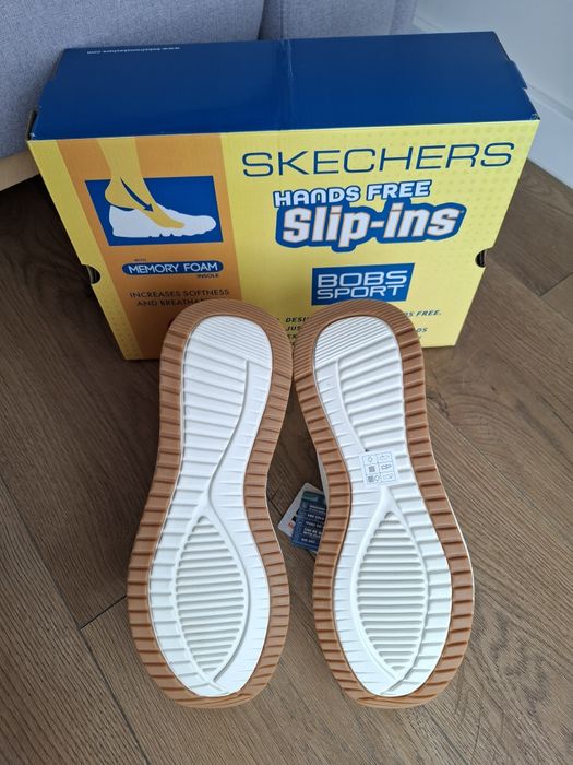 Buty Skechers Slip-ins: BOBS Sport Squad Chaos 4, białe, nowe, r. 42,5