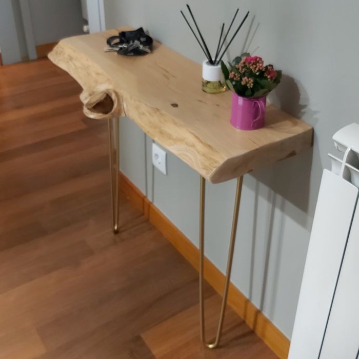 Consola de hall madeira natural 80 x 30 x 70 cm