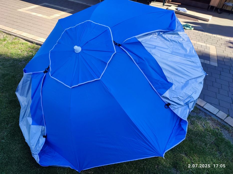 Nowy parasol 220cm ogrodowy plażowy, dwa boczne fartuchy.xxl duzy
