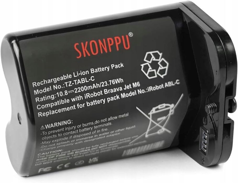 bateria zamienna 10,8v 2,2ah do irobot braava jet m6 litowo-jonowy