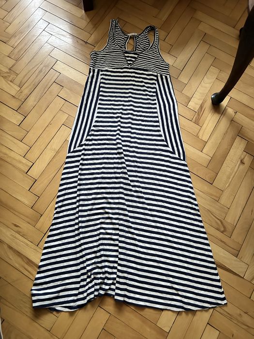 Damska długa sukienka w paski bawełna wiskoza