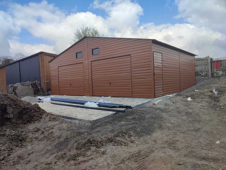 Garaż blaszany Brązowy - Magazyn Garaże Blaszane - Wiata - GRZYWSTAL