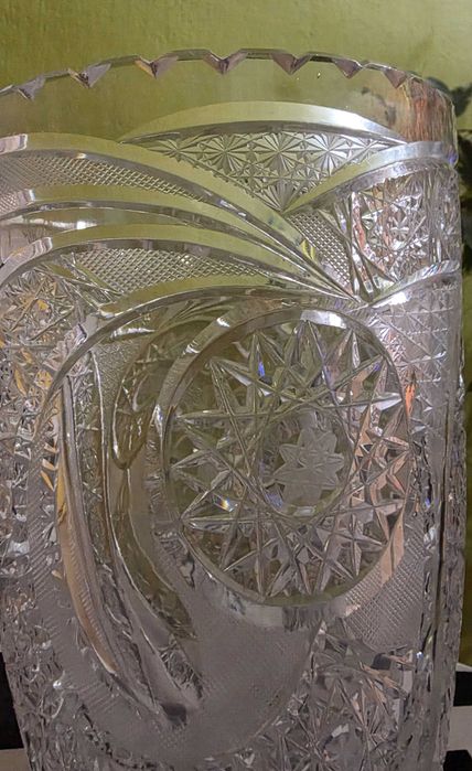 Piękny Puchar, wazon ze szkła kryształowego, vinted PRL