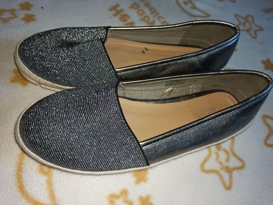 Espadryle szare - brokatowe r 38