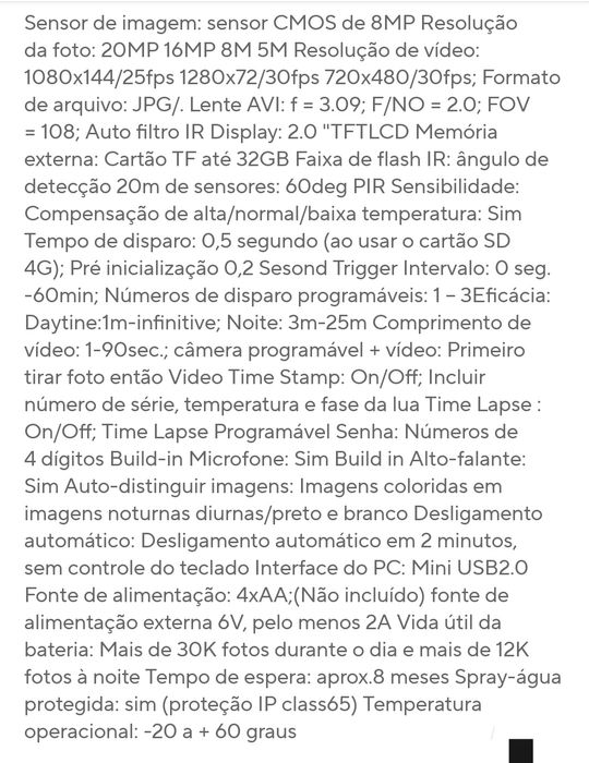 Camara de caça - Mini 301