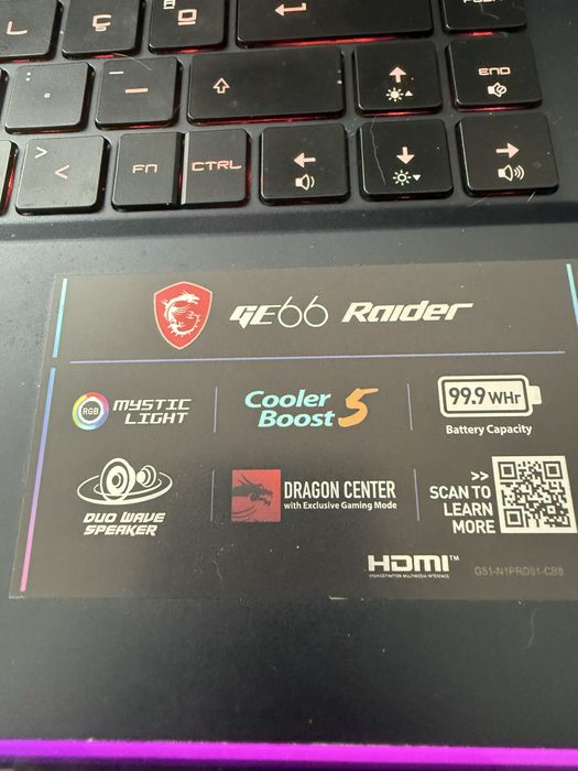 MSI GE66 Raider RTX 2070 | i7 | 32GB RAM | 3TB NVMe | Gaming