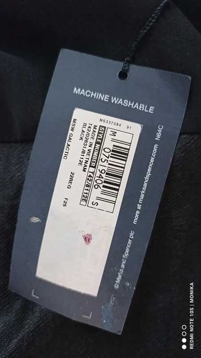 Czarny  długi kombinezon materiałowy szerokie nogawki MarksSpencer