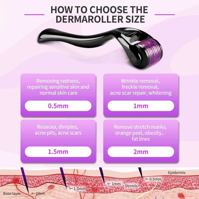 Дермаролер Derma Roller 540 голок — мікронідлінг, мезоролер 0,25–2 мм