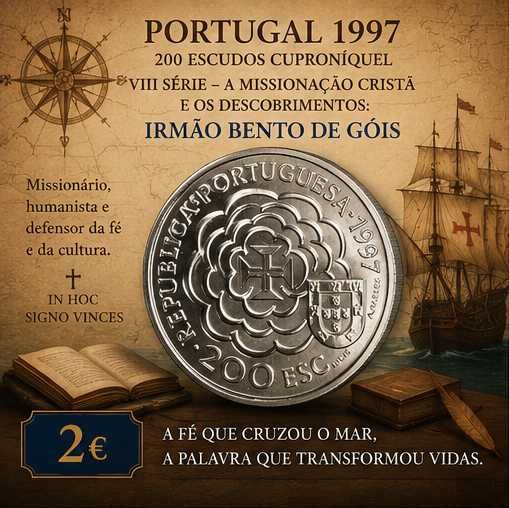 Portugal 1997 - 200 Escudos Cuproniquel - VIII Série dos Descobrimentos – A Missionação Cristã e os Descobrimentos: Irmão Bento de Góis