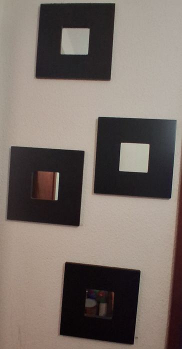 Conjunto 4 Espelhos Quadrados IKEA MALMA Pretos (26x26 cm)