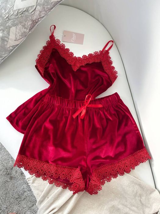 Бархатный - набор майка шорты плотное кружево