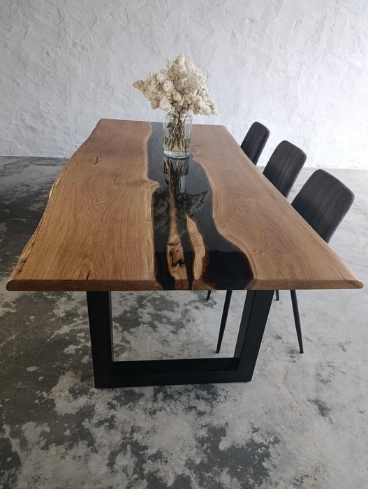 Stół dębowy noga od stolarza pod wymiar żywica rozkładany pod wymiar