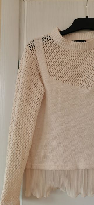Sweter Zara ażurowy kremowy XS