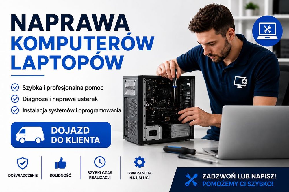 Naprawa komputerów, laptopów, dojazd do klienta