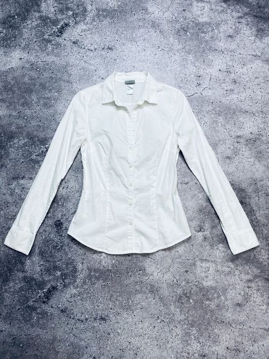 Женская белая молочная рубашка H&M Хs/S оригинал