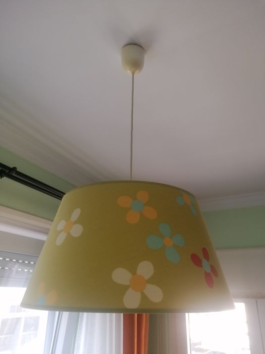 Abajur Criança Verde Flores Tecto