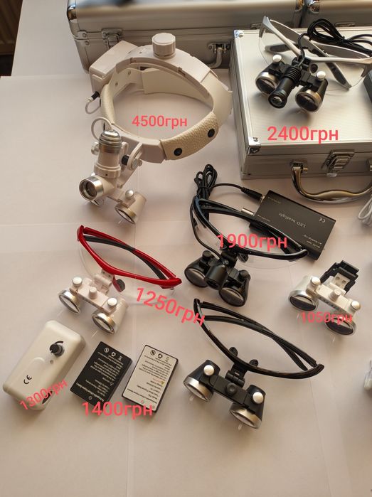 Стоматологічні бінокуляри 3.5Х з підсвіткою, бинокулярные линзы стомат