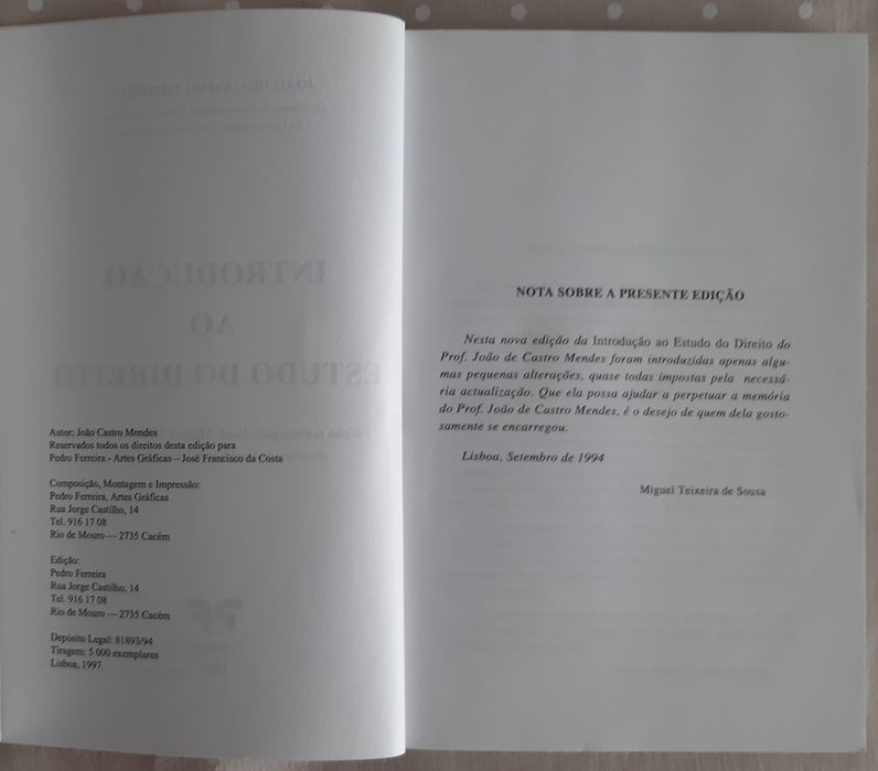 Introdução ao Estudo do Direito _ Prof. Doutor João Castro Mendes