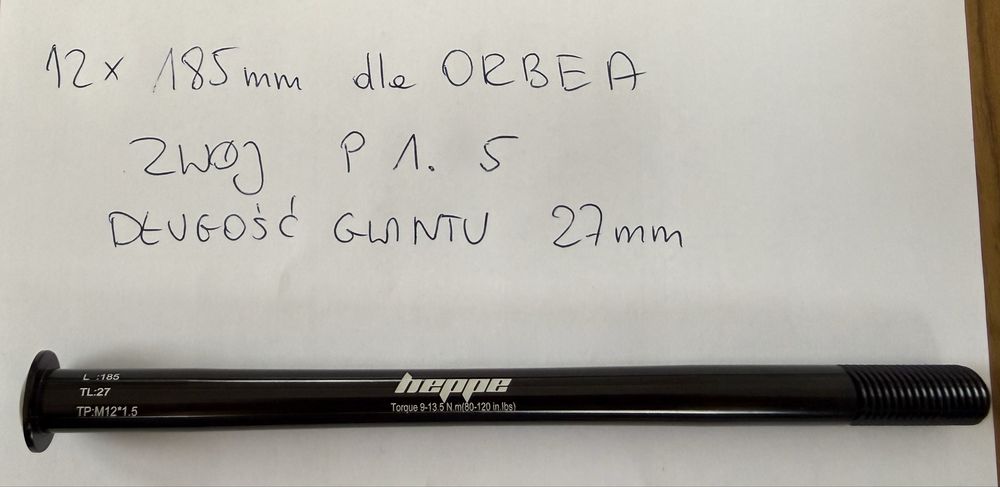 Os oś koła mtb piasty Qr 12 x 148 tył 185mm ebike P 1.5 Orbea Rise wil