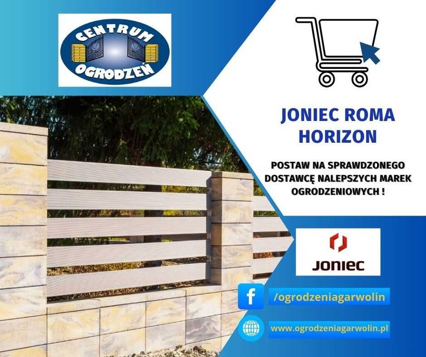 Joniec ROMA Horizon, bloczek, daszek, ogrodzenie modułowe, transport