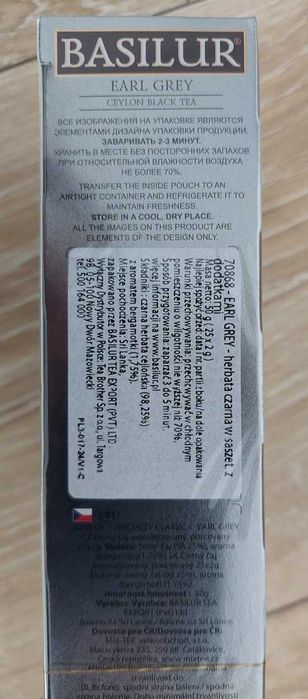 Herbata Basilur Earl Grey 25 torebek 50 g ekspresowa