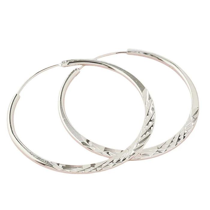 Nowe frezowane kolczyki koła 5 cm srebro 925