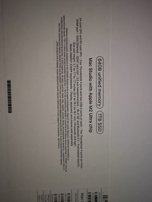 Mac Studio m2 ultra 64gb 1tb ssd 24c/60gpu Gwarancja