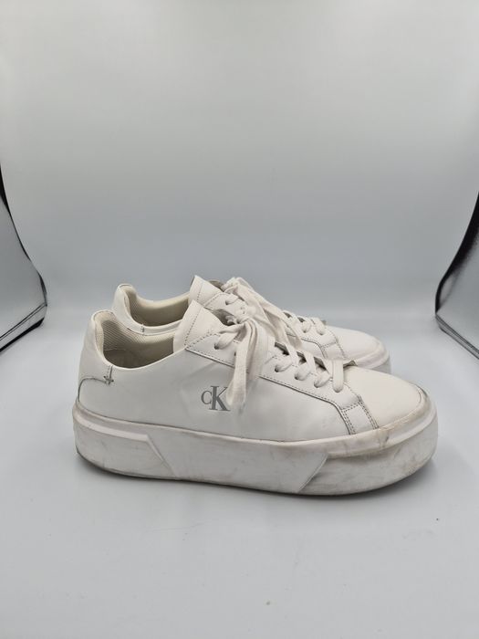 Sneakersy damskie białe na platformie Calvin Klein 40 skóra naturalna