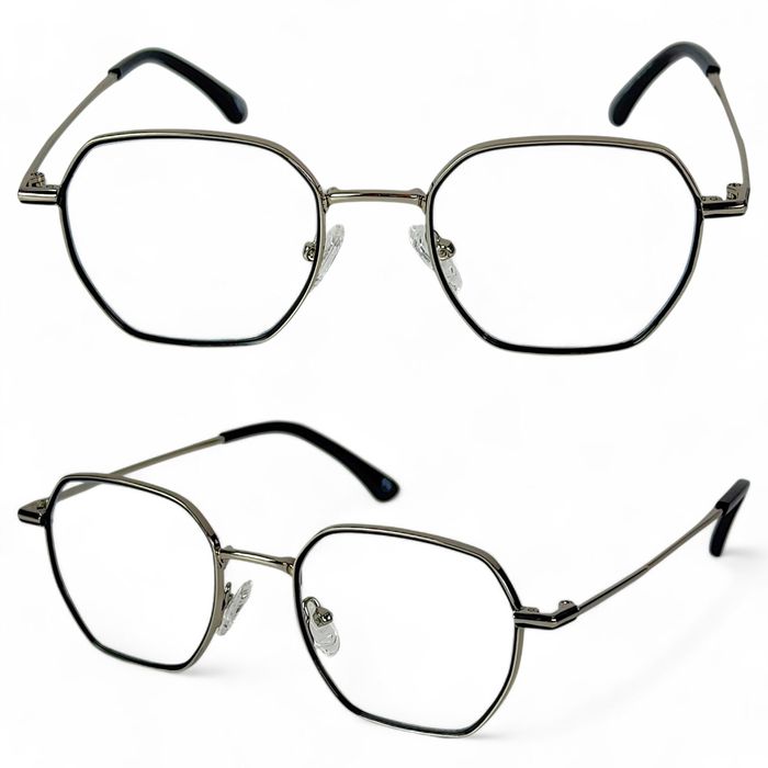 Okulary Zerówki Do Komputera Blue Light Metal Geometryczne Srebrne