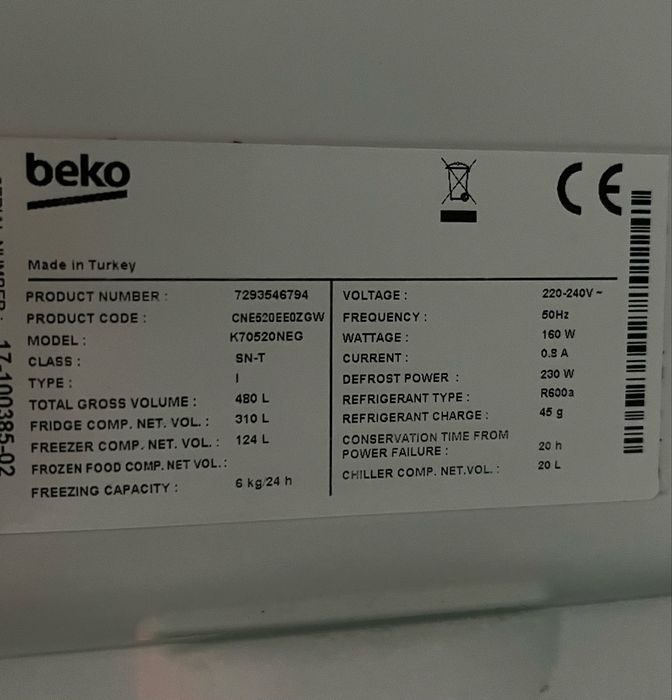 Lodówka Beko K70520NEG na części