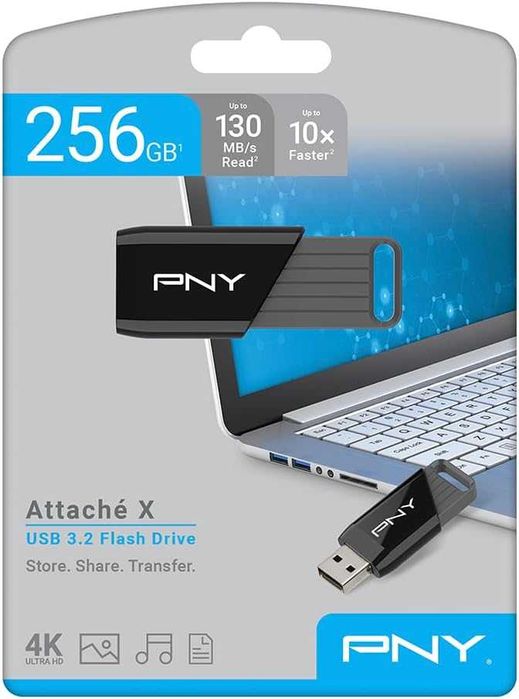 Pen drive USB 256GB PEN USB 3.2 PNY Attaché X 4K Armazenam NOVO SELADO