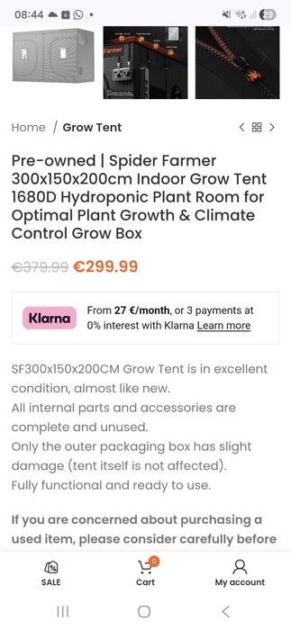 Tenda de Cultivo Spider Farmer 300x150x200 cm – Nova, Selada na Caixa