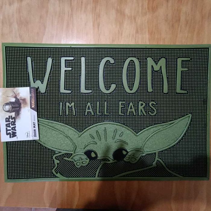 Tapete Star Wars Mandalorian Baby Yoda "Welcome I'm All Ears"
