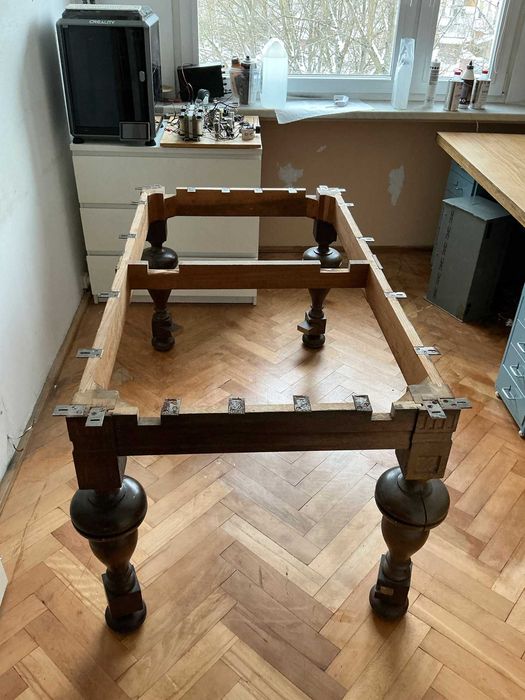 Dębowy stelaż stołu – Baza do renowacji / Antyk (Rozkładany),nogi,stół