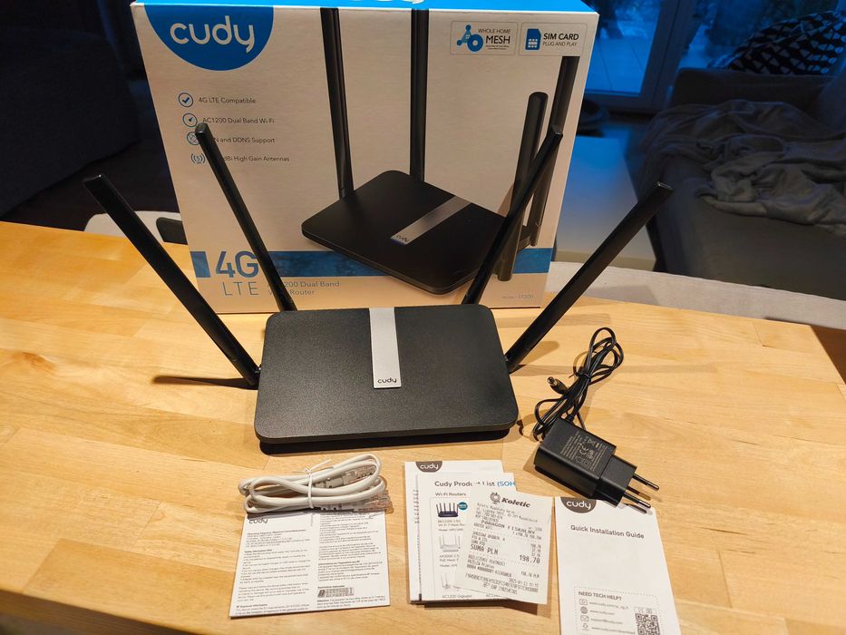 CUDY LT500_Wi-Fi_router na kartę sim_4G LTE_2.4GHz_5GHz_jak nowy