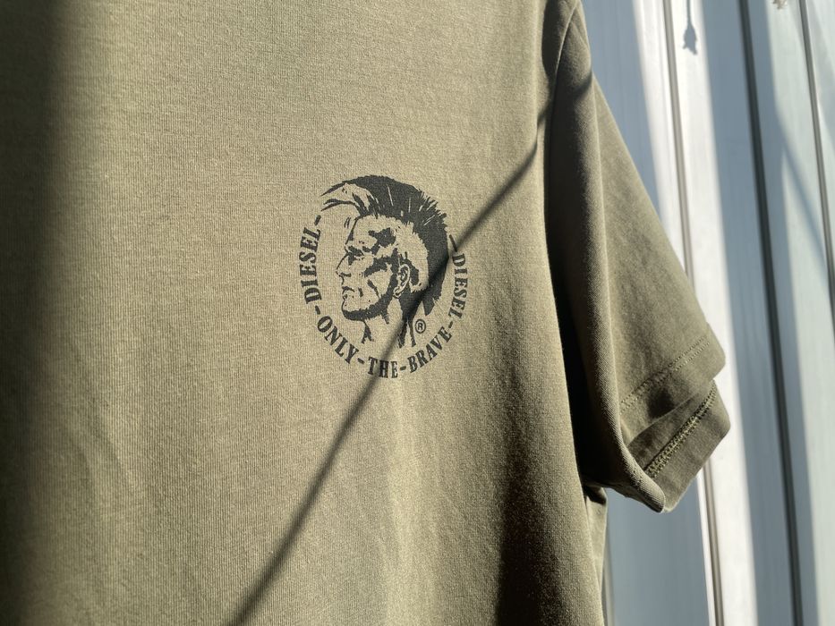 Футболка Diesel, khaki green t shirt, logo print / L