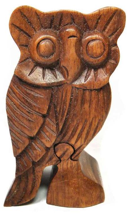 Szkatułka Rzeźbione ręcznie Pudełko Rzeźba Figurka SOWA z Drewna