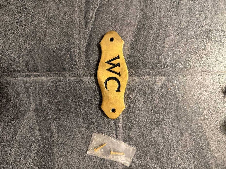 Винтажная латунная табличка WC «Туалет»
