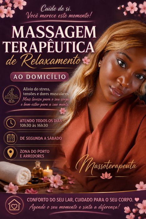 Massagem terapêutica no seu conforto por 40 min